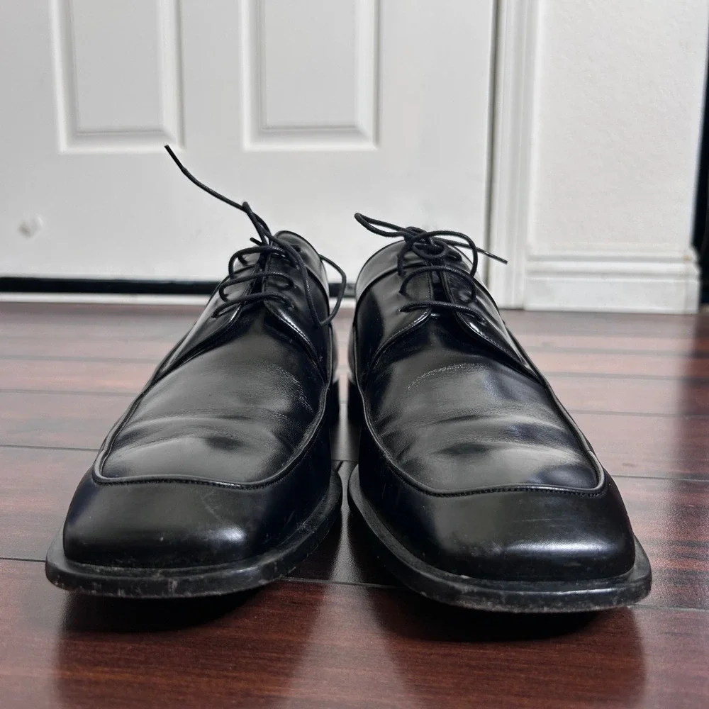 Mezlan Medolla Derby Dress Shoes Mens 13 Black Square Apron Toe Leather